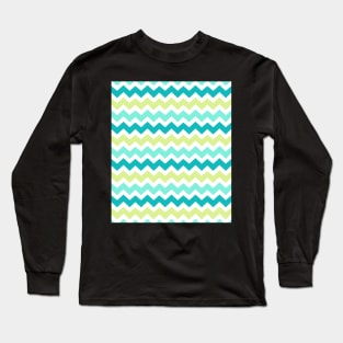 Lime Teal Chevron Pattern Long Sleeve T-Shirt